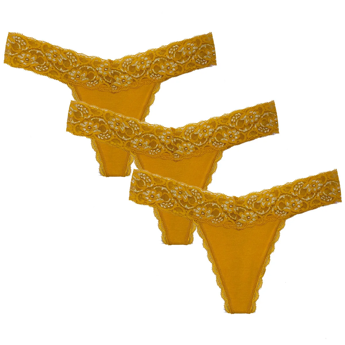 Brown Yellow 3 шт., изысканные хлопковые стринги, коричневые, желтые, кружевные стринги, сексуальное нижнее белье, женские трусики размера плюс нижнее белье Танга Majtki Damskie - Цвет: Brown Yellow