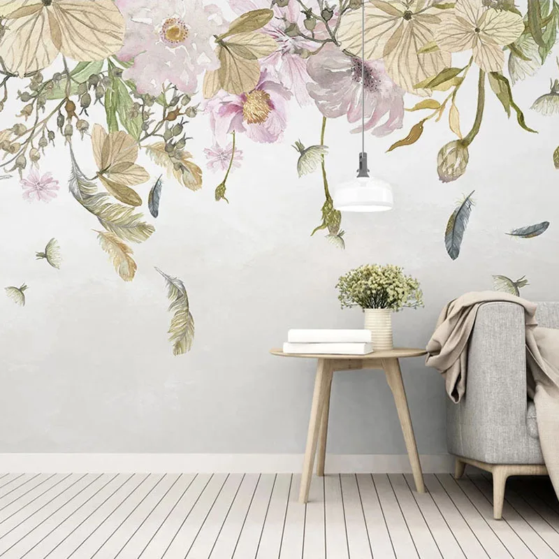 

Custom Photo Wall Paper 3D Modern Minimalist Leaves Floral Feathers Mural Papel De Parede Wallpapers For Living Room Bedroom TV
