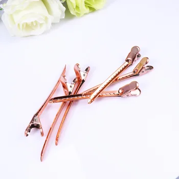 

12pcs Stainless Steel Duck Clips Hairdressing Sectioning Clips Styling Accessories for Home Barber Shop Golden