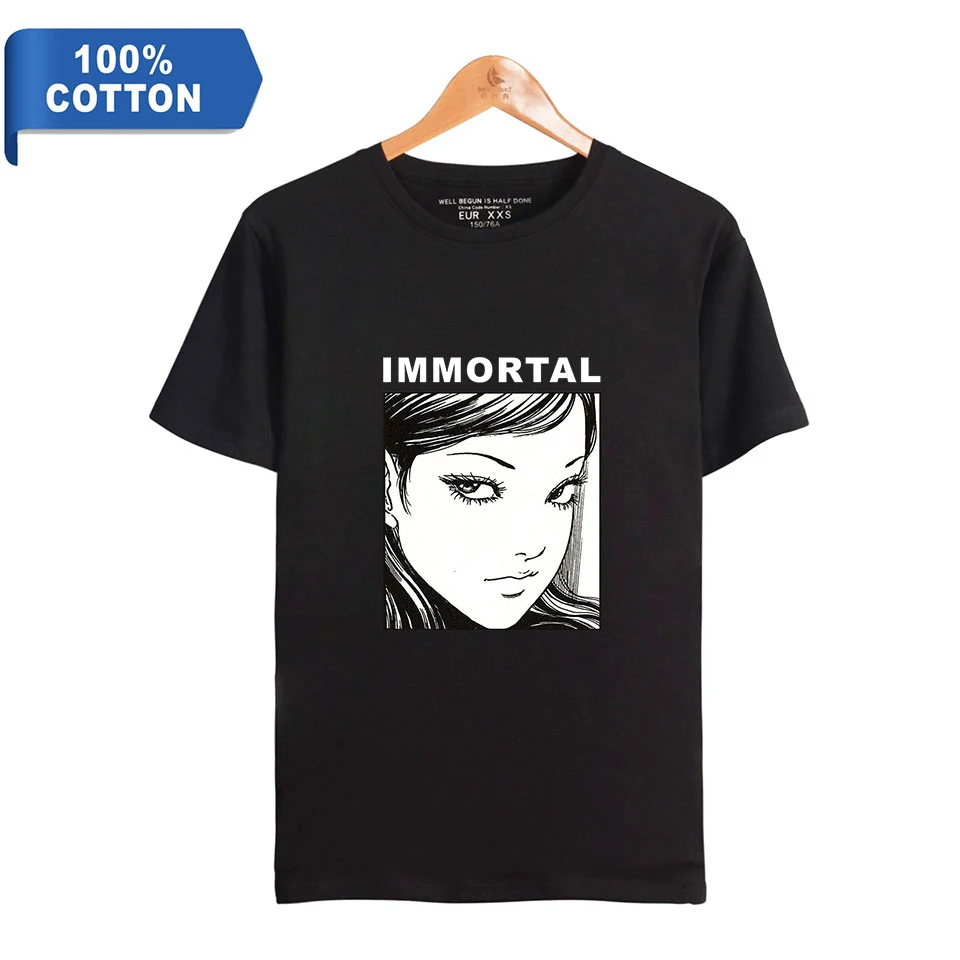 Frdun Tommy Horror anime Junji Itou Collection Tomie Fujiang Print 100% Cotton T shirt Women/Men Clothes Short Sleeve T-Shirt | Мужская