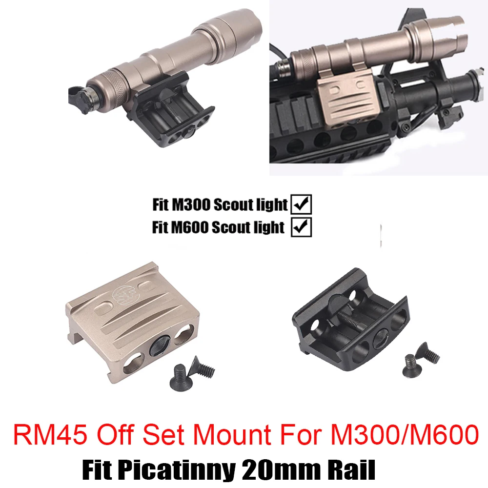 

Airsoft Tactical RM45 Offset Rail Mount For M300 M300B M600C M600B Scout Flashlight Hunting Accessory Base Mount