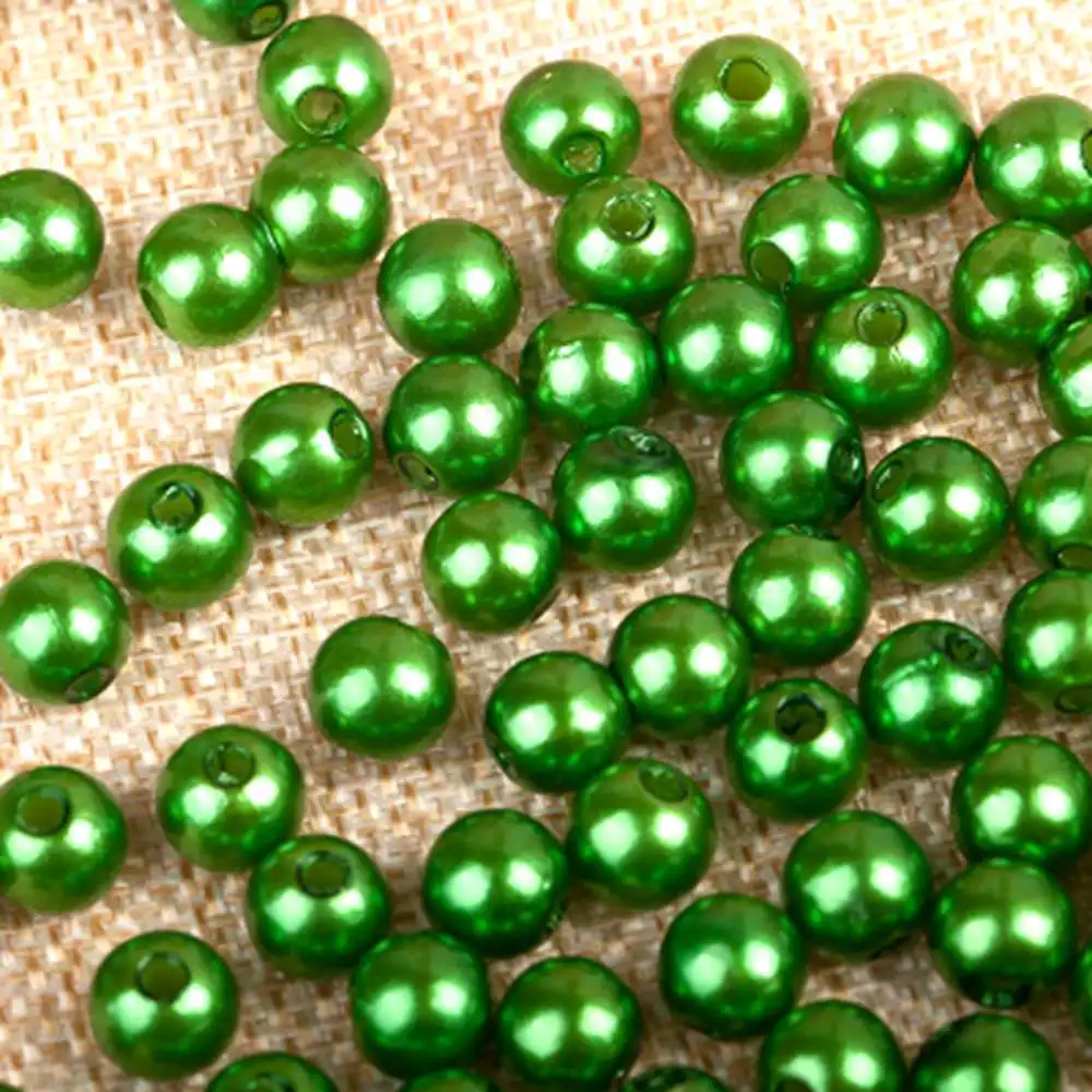 1000 шт множество вариантов смешанных 6 мм круглых имитационных радужных цветов пластиковых ABS жемчужных бусин для одежды сумки обуви - Цвет: Зеленый