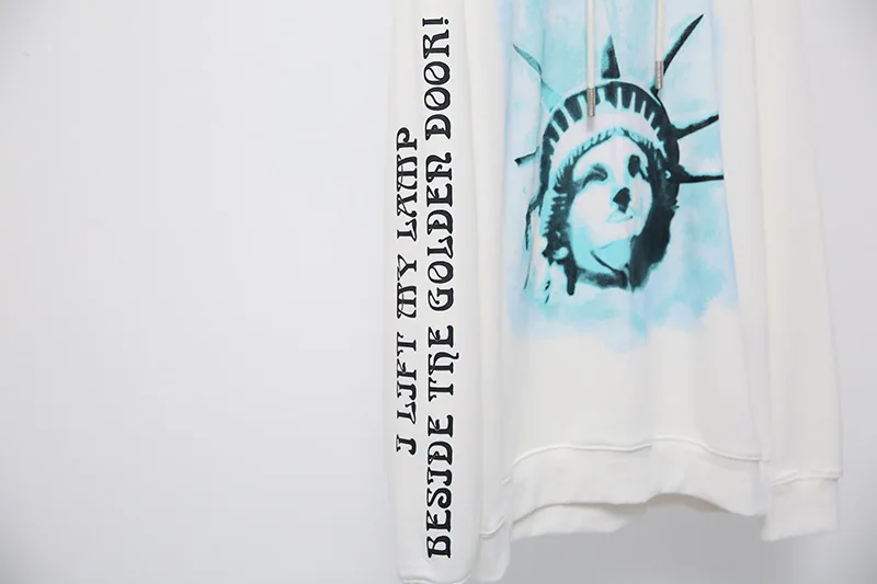Классический OFF-WHITE статуя Liberty факел печати Толстовка уличная свободная хип хоп Женская Мужская Полная Толстовка