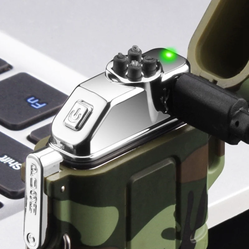 Водонепроницаемая USB плазменная Зажигалка двойная дуга для наружного кемпинга Спортивная Зажигалка для курения