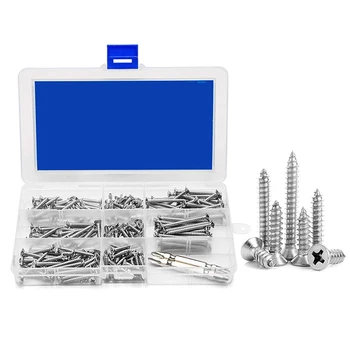 

242Pcs M3.5 Screw Set Stainless Steel Flat Head Screw Self-Tapping Screw Wood Screws Kit Screw Thread