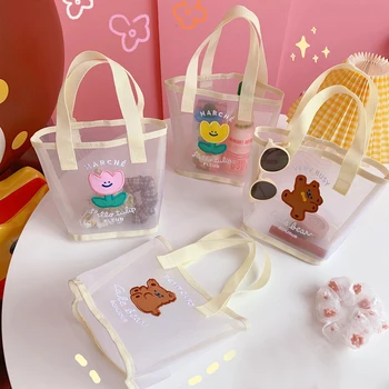 

PVC Reusable Shopping Bag Women's Bag Eco Friendly Flower Shopper Bag Waterproof Handbag Lunch Tote Shoulder Bag Beach Bag 2020