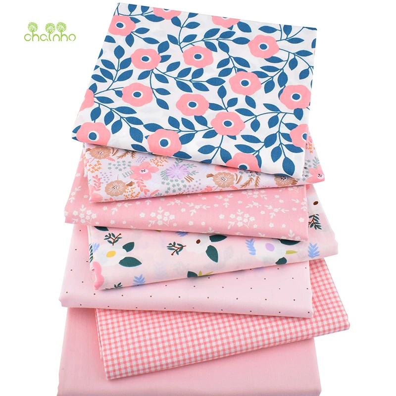 Chainho, 7 шт., Цветочная серия, печатная твиловая, хлопковая ткань, Лоскутная Ткань для DIY шитья стеганого материала для малышей и детей, 40x50 см