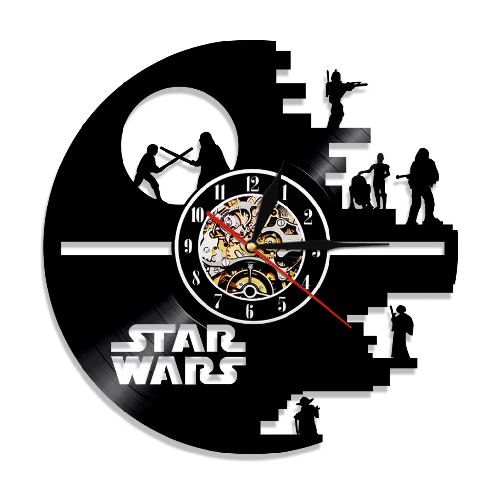 Record Wall Clock Vinyl Wall Clock Creative Retro Nostalgic Star Wars Seven Angle Clock Vinyl Wall Clock