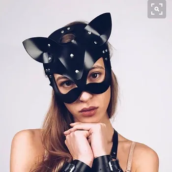

Black Women Sexy Mask Face Bunny Cat Masquerade Mask Christmas Halloween Party Decoration Leather Mask Cosplay Anonymous Mask