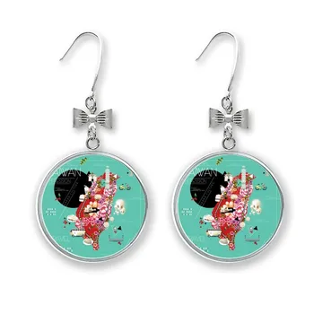 

Traditonal Taiwan Impression Bow Earrings Drop Stud Pierced Hook