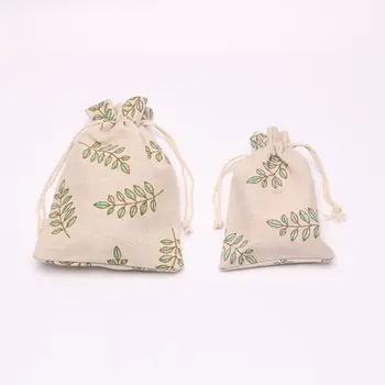 

1000pcs green leaf small cloth bag bundle mouth drawstring bag bag pouch jewelry bag NO422