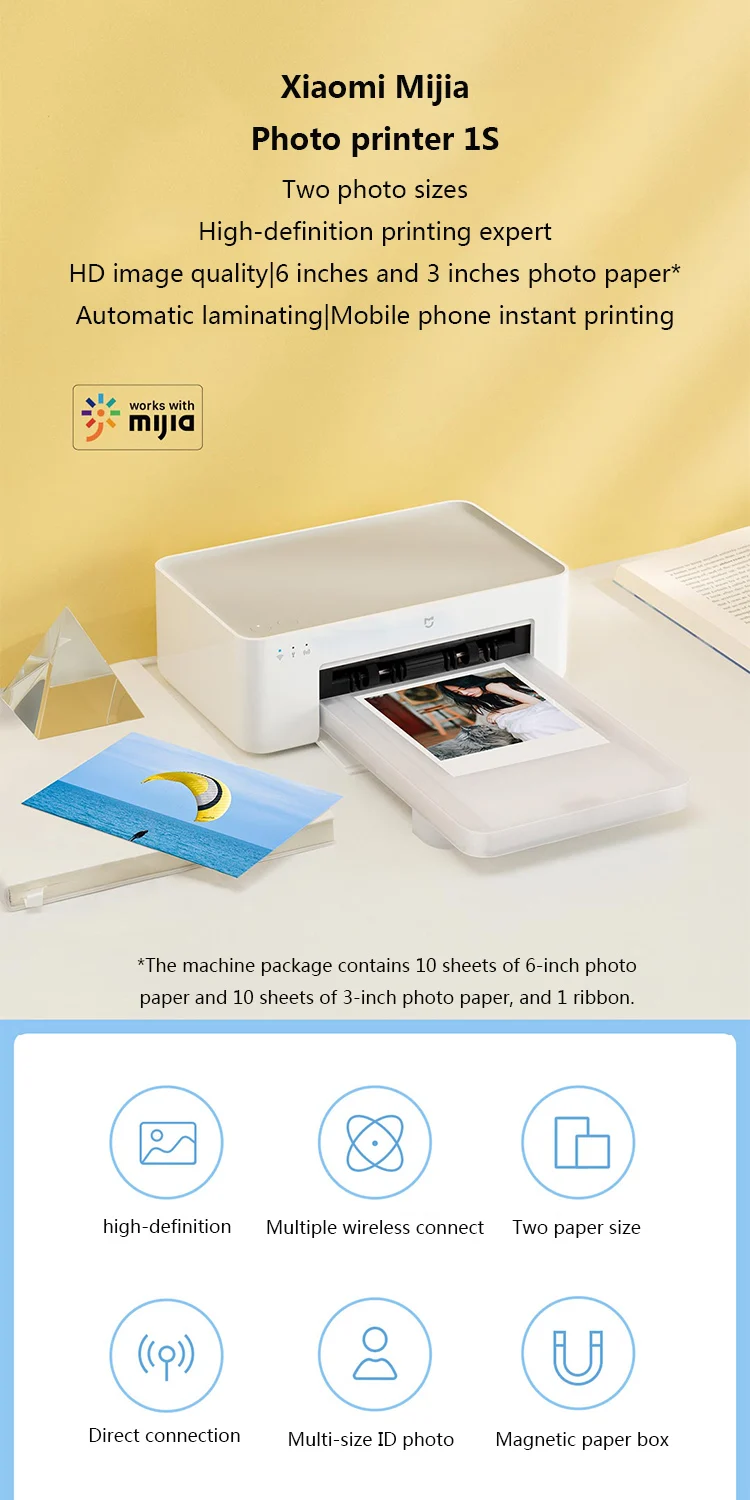XIAOMI Mijia Adhesive Photo Paper Photo Printer 1S Automatic Laminating Portable Smart APP Remote Photo Paper 3-inch Adhesive Photo Paper