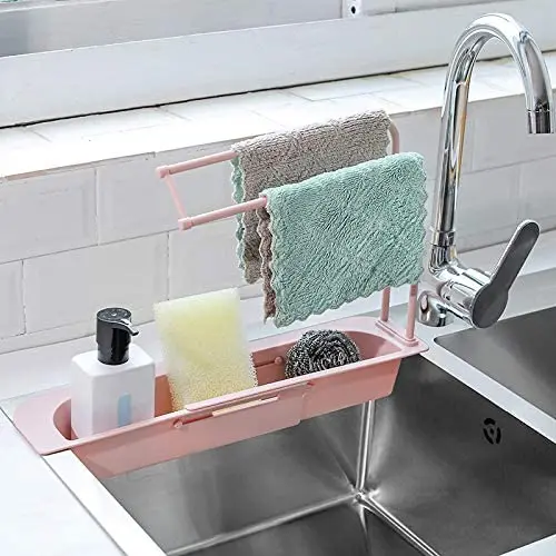 Kitchen Sink Strainer Drain Retractable Stand Rack Storage Drainage Basket Sponge Soap Holder filter | Обустройство дома