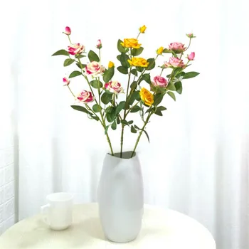 

10Pcs Fake Long Stem Velvet Rose (7 heads/piece) 29.53" Length Simulation Curling Roses for Wedding Home Artificial Flowers