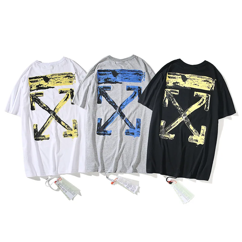 

Off White Street Graffiti Arrowhead Pullover Loose-Fit Street Hip Hop Short Sleeve Oil Painting T-shirt Unisex Fashion
