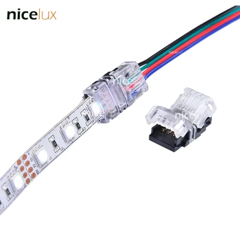 

5PCS RGB LED Strip Connector 4 Pin 5050 10mm Colorful LED RGB Tape Light Connector Non-Waterproof IP20 Strip to RGB Wire Use