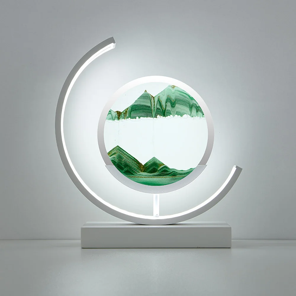 

LED Desk Lamp + Sand Art Picture 2 in 1 15W Quicksand Table lamp 3Kinds Brightness Adjustable Desktop Landscape Decor Lighting