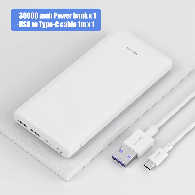 Baseus Power Bank 30000mAh USB C Fast Charging Powerbank Portable External Battery Charger For iPhone 1112 Pro Xiaomi Pover Bank pocket power bank Power Bank