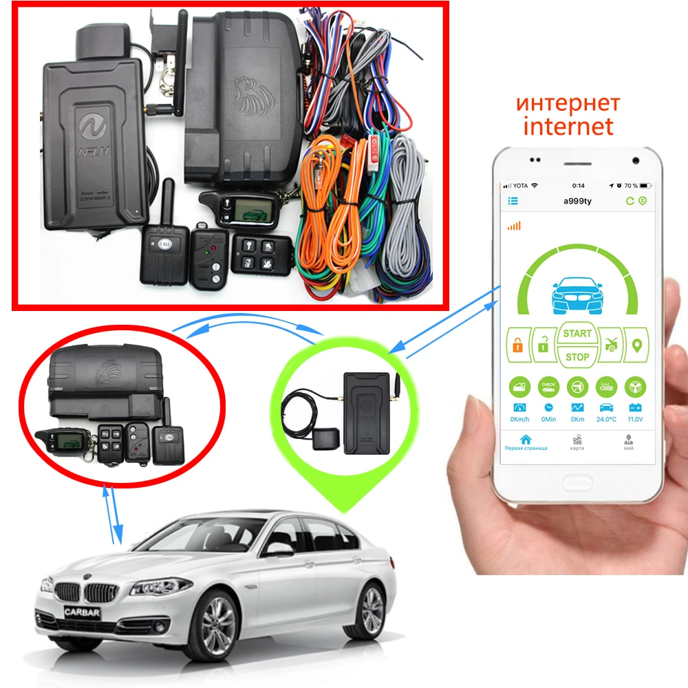 Russia Version TW9010 Two way car alarm Mobile phone control car GPS car two-way anti-theft device upgrade gsm gps