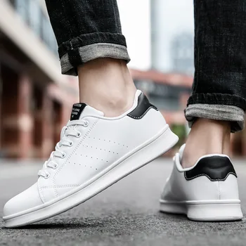 

Men white Sneakers Man Casual Shoes Breathable Leather Tenis Trainers Sports Running Mens Sneaker Handsome Basic Walking Shoes