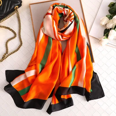 Роскошный бренд хиджаб летние женские шарфы мягкие длинные шелковые шарфы с принтом женские шаль и накидка пашмины бандана пляжные палантины - Цвет: style 17