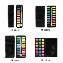 12/18/24/36Colors Watercolor Paint Set Portable Gouache School Supplies Box With Professional Brush Kid Art Drawing P3J9