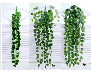 Guirnalda de hojas artificiales de vid para el hogar, decoración de plantas artificiales, colgante T3, 1 unidad