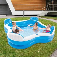 Large Inflatable Swimming Pool PVC Family Lounge Inflatable Pool With 4pc Back Seat Outdoor Summer Water Game Swimming Pool