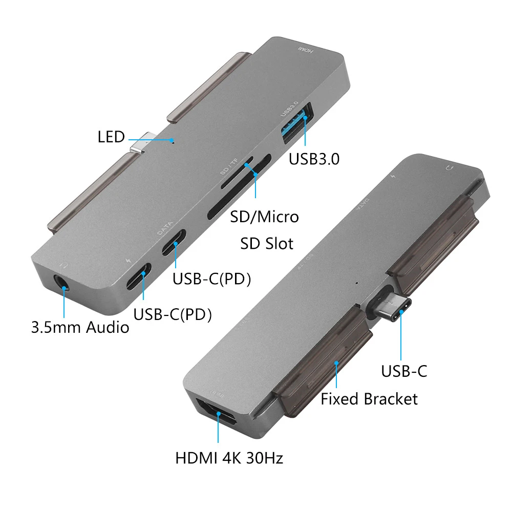 7 in 1 Type C HUB HDMI USB3 0 USB C PD TF Memory Card Multiport Reader Adapter 3 5mm Headphone Jack For iPad Pro MacBook Pro