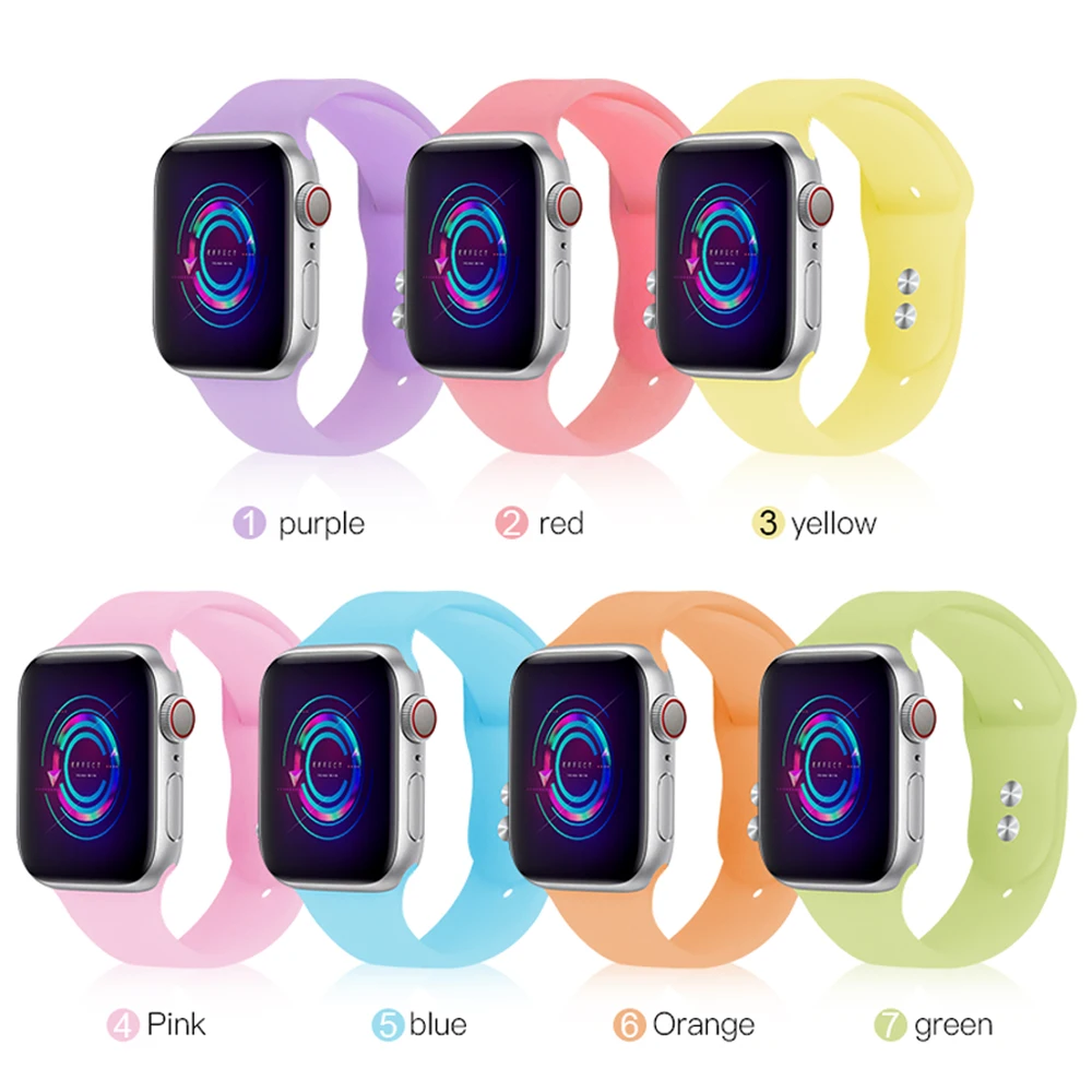 Силиконовый ремешок цвета желе для часов 42 мм 38 мм спортивный iwatch ремешок 40 мм 44 мм браслет на запястье для apple watch 5 4 3 2 1 серия