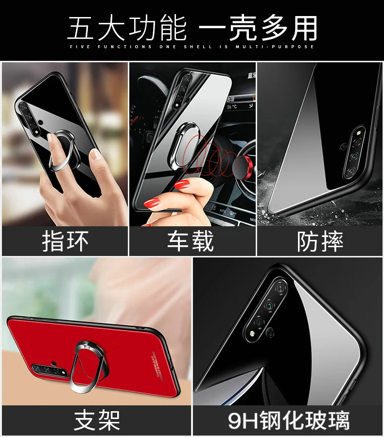Tôn Vinh 20 Ốp Lưng Cho Huawei Honor 20 Kính Cường Lực Vòng Nam Châm Giá Đỡ Đứng Ốp Lưng Điện Thoại Huawei Honor 20 pro 20 Nova 5T Bao huawei phone cover