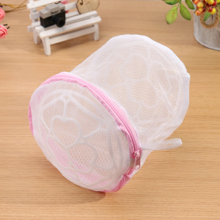 

1PC Folding Bra Wash Bag Underwear Bra Sock Washing Clothes Net Mesh Zip Bag Pink Home Woman Bra Laundry Bag 150X175mm