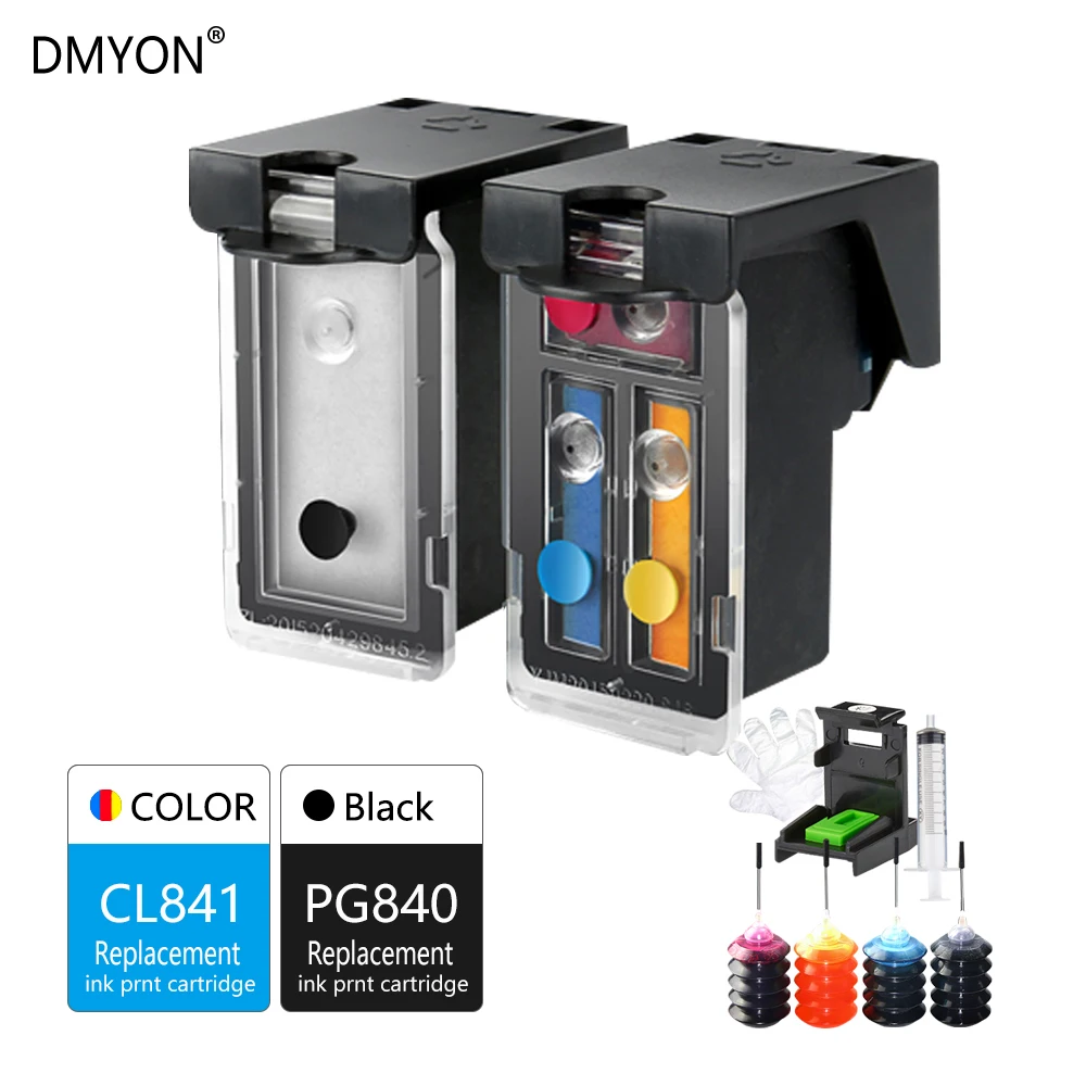 

DMYON Refillable Ink Cartridge Replacement for Canon PG840 CL841 XL for Pixma MG2180 MG3180 MG3580 MG4180 MG4280 Printer