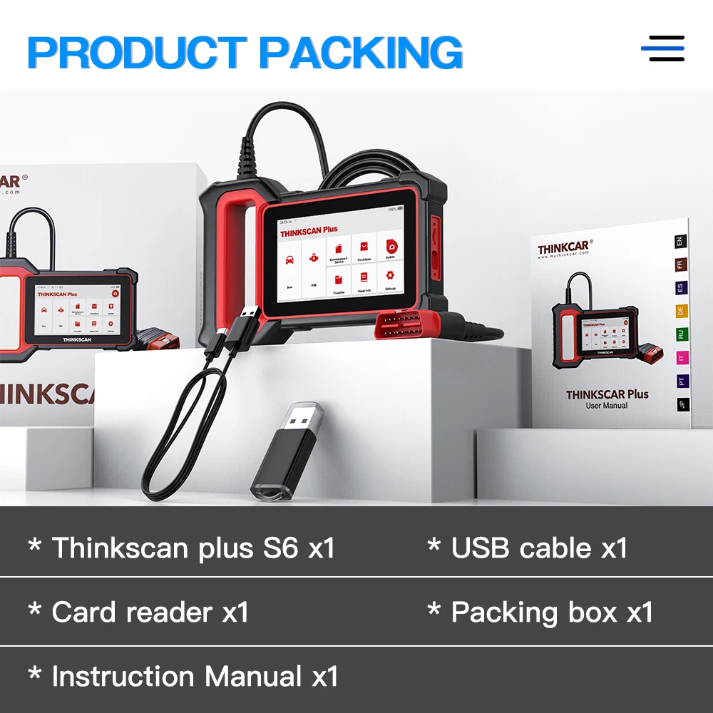 Thinkcar Thinkscan Plus S6 OBD2 Scanner 4 System Code Reader Oil SAS EPB TPMS Reset Car Diagnostic Scan Tool PK CRP129E car battery trickle charger Code Readers & Scanning Tools