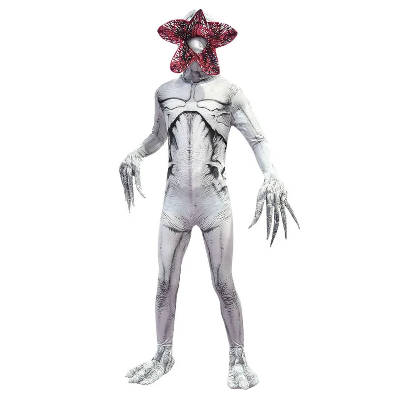 

4PCS Set Stranger Things Cosplay Story Big Boy Spoof Fortress Man Eater Flower Mask Halloween Costume Creepy Clothes C89634CH