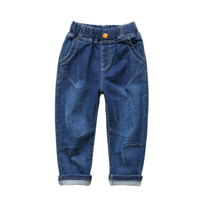 Thicken blue Джинсы для мальчиков 2, 3, 4, 5, 6 лет, утепленные джинсы на осень и зиму для мальчиков, повседневные штаны-шаровары с эластичной резинкой на талии, детские штаны, новинка - Цвет: Thicken blue