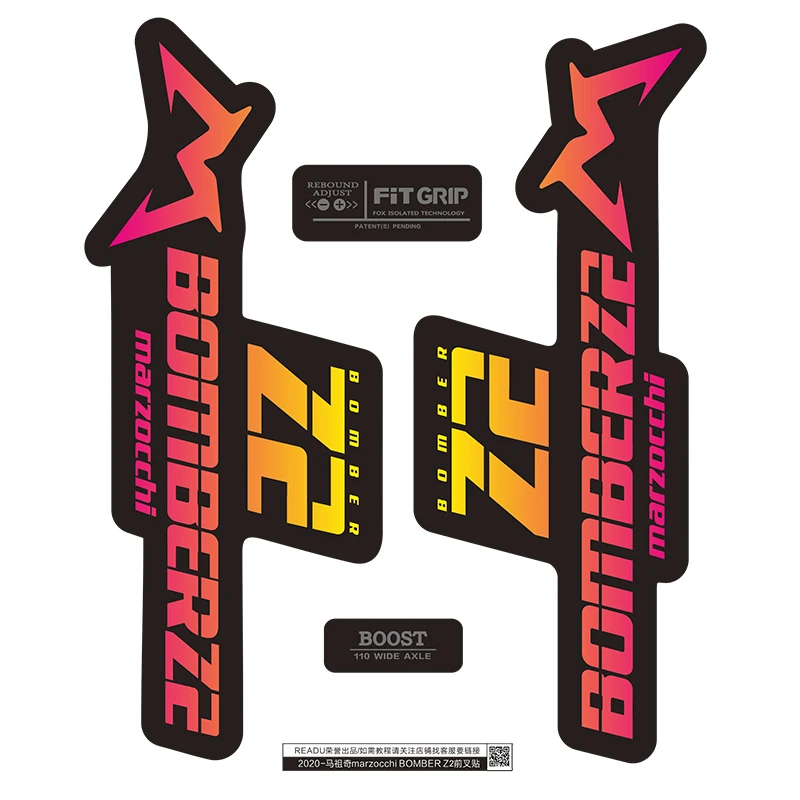 Marzocchi Bomber Z2 2020 Fork Suspension Sticker Decal Kit Adhesive Lime Green Marzocchi Bomber Z2 2020 Fork Suspension Sticker Decal Kit Adhesive Lime Green