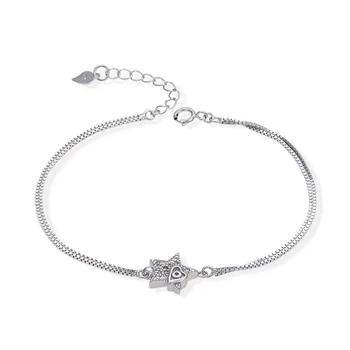 

18 Cm Wholesale Accessory Wedding Bracelet for Women Sterling Silver Brand Quality Star Anniversary Chain Hand Bracelet with Box