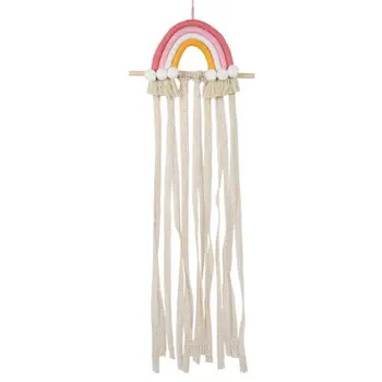 

Woven Rainbow Kids Hair Bows Storage Belt Girl Hair Clip Barrette Hanging Organizer Strip Hairpin Hairband Holder Hair Accessory