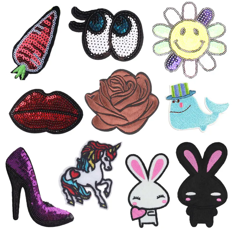 

Unicorn Iron on Patch Rabbit Embroidered Patches for Clothing DIY T-shirt Applique Heat Transfer Stickers Stripes on Clothes F