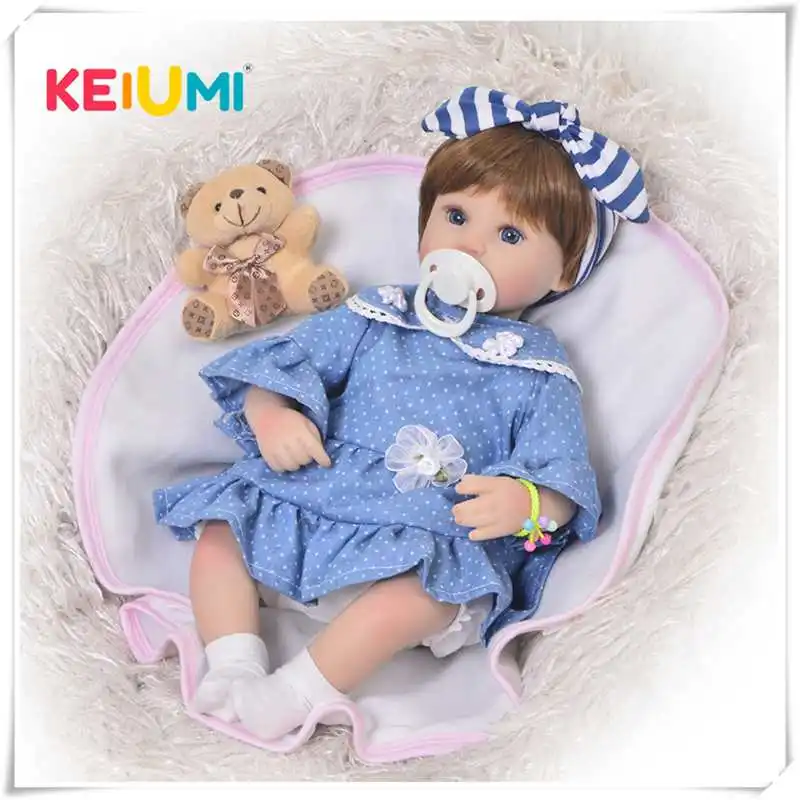 KEIUMI, 17 дюймов, 42 см, модная Реалистичная кукла-реборн для младенцев, мягкая силиконовая виниловая Подарочная игрушка для детей, Playmate Boneca Reborn