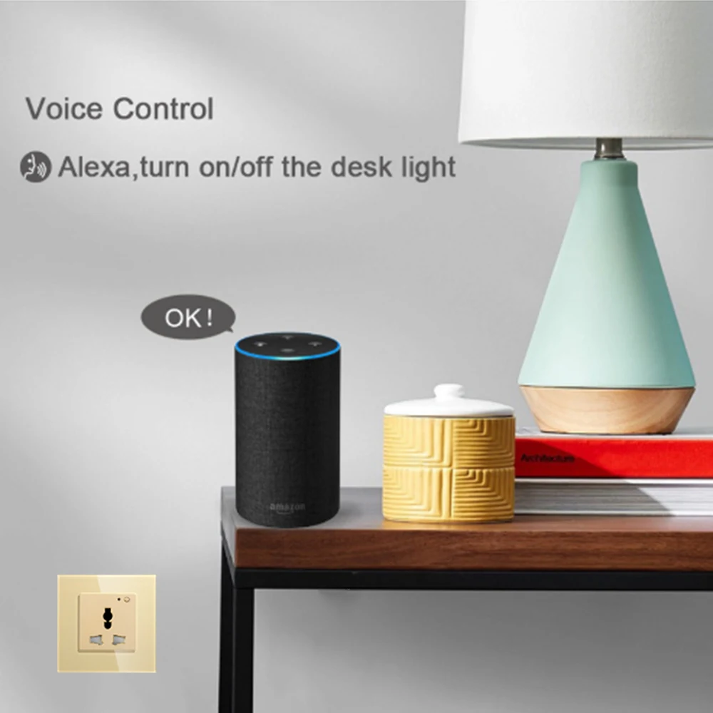 ACCKIP индийская настенная розетка AC110 250V переключатель кнопка работает с Alexa Google home