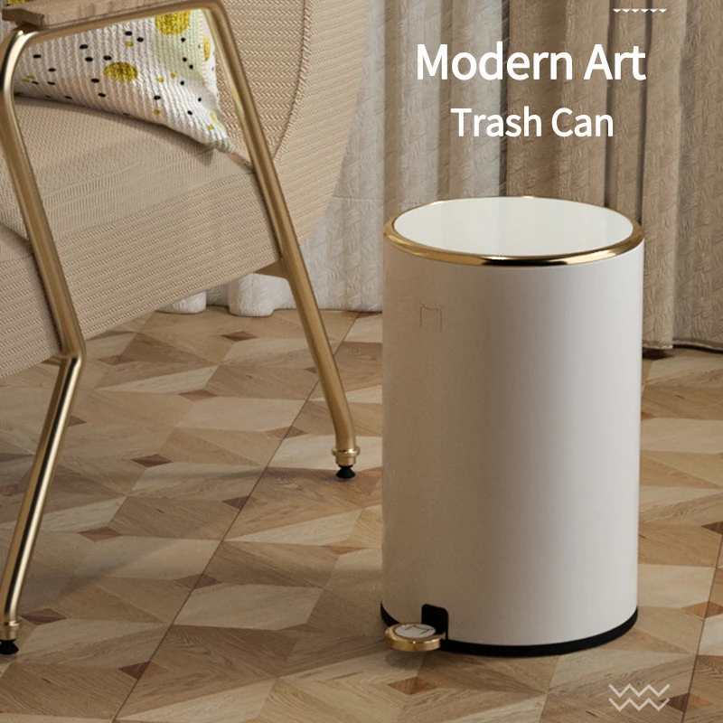 

Современная роскошная мусорная корзина в скандинавском стиле, модная Минималистичная мусорная корзина из нержавеющей стали для спальни, к...