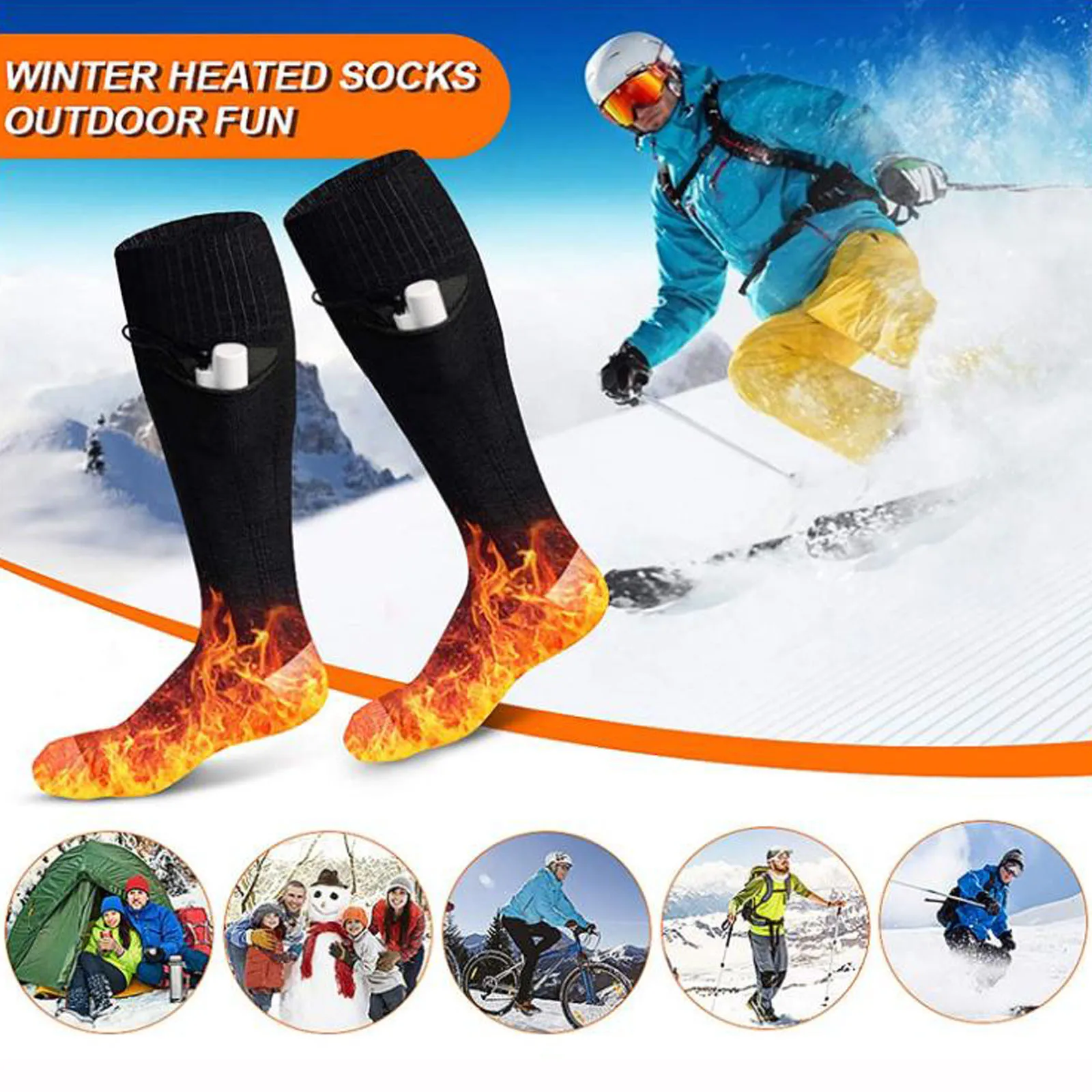 

Winter Electric Heating Socks For Men And Women Motorcycle Riding Ski Shoes And Boots General Warm Stockings Breathable