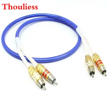 

Thouliess HiFi Audio Video DIY Copper 4 core Silver Plated Audio RCA to RCA HI-end Audio Shield Cable