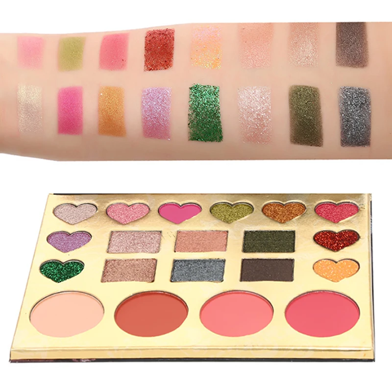 20 Colors Eyeshadow Pallete Highlight Blusher Heart Shape Glitter Eyeshadow Palette Makeup Accessory Eyes Makeup*.w