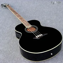Высокий блеск 4 струны черный цвет электрическая акустическая бас гитара 43 дюймов полный размер 24 Лады с эквалайзером хорошее качество