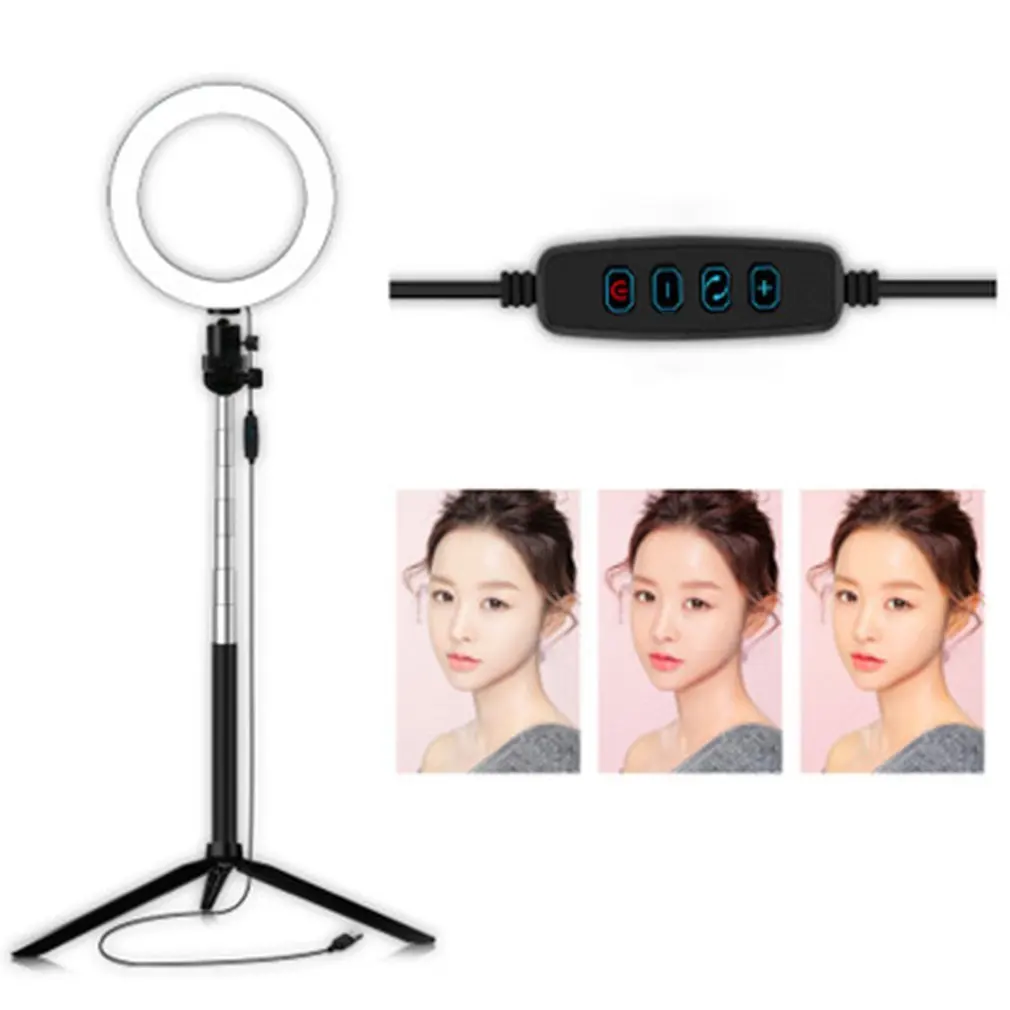 Photography Dimmable LED Selfie Ring Light Video Live Photo Studio Light With Phone Holder USB Plug Tripod