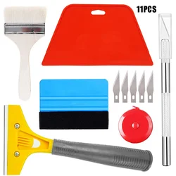 Ferramentas de coloração para carro, de fibra de carbono, adesivo de janela, cortador de vinil, limpeza, rodo, kit de ferramentas manuais