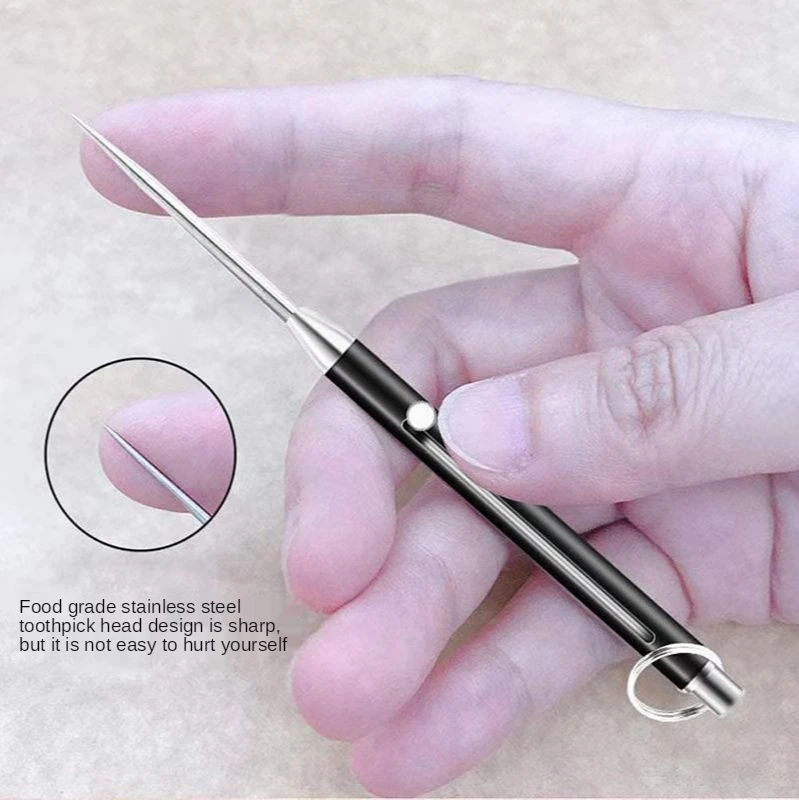Titanium Alloy Multifunctional Telescopic Toothpicks Portable Carry-On Keychain Pick Teeth And Fruit Picks Household Products | Дом и сад
